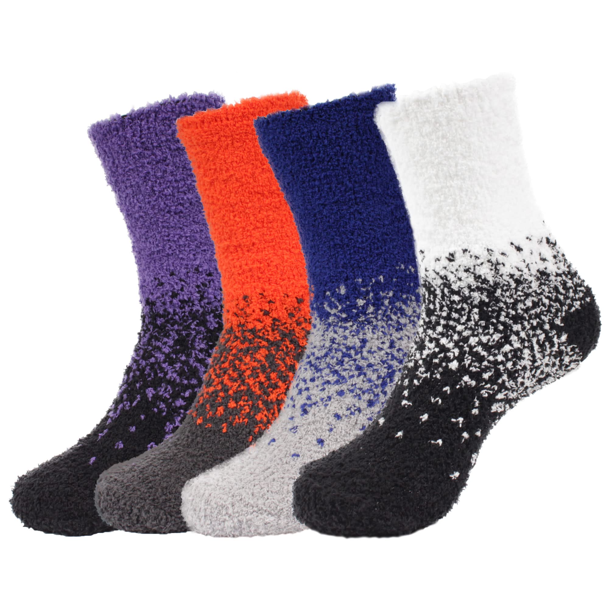 BambooMN Colorful Fuzzy Socks - Ultra Soft Warm Microfiber Slipper Socks for Women & Men - 6-Pack Cozy Home & Lounge Socks for Winter, Gifts, and Relaxation