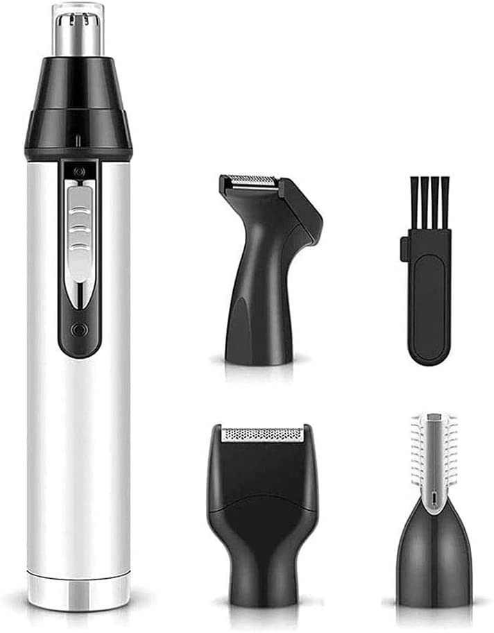 Professional 4-in-1 Waterproof Nose & Ear Hair Trimmer for Men & Women - USB Rechargeable Personal Grooming Kit (Black) - Perfect for Travel, Home Use & Daily Grooming Routine