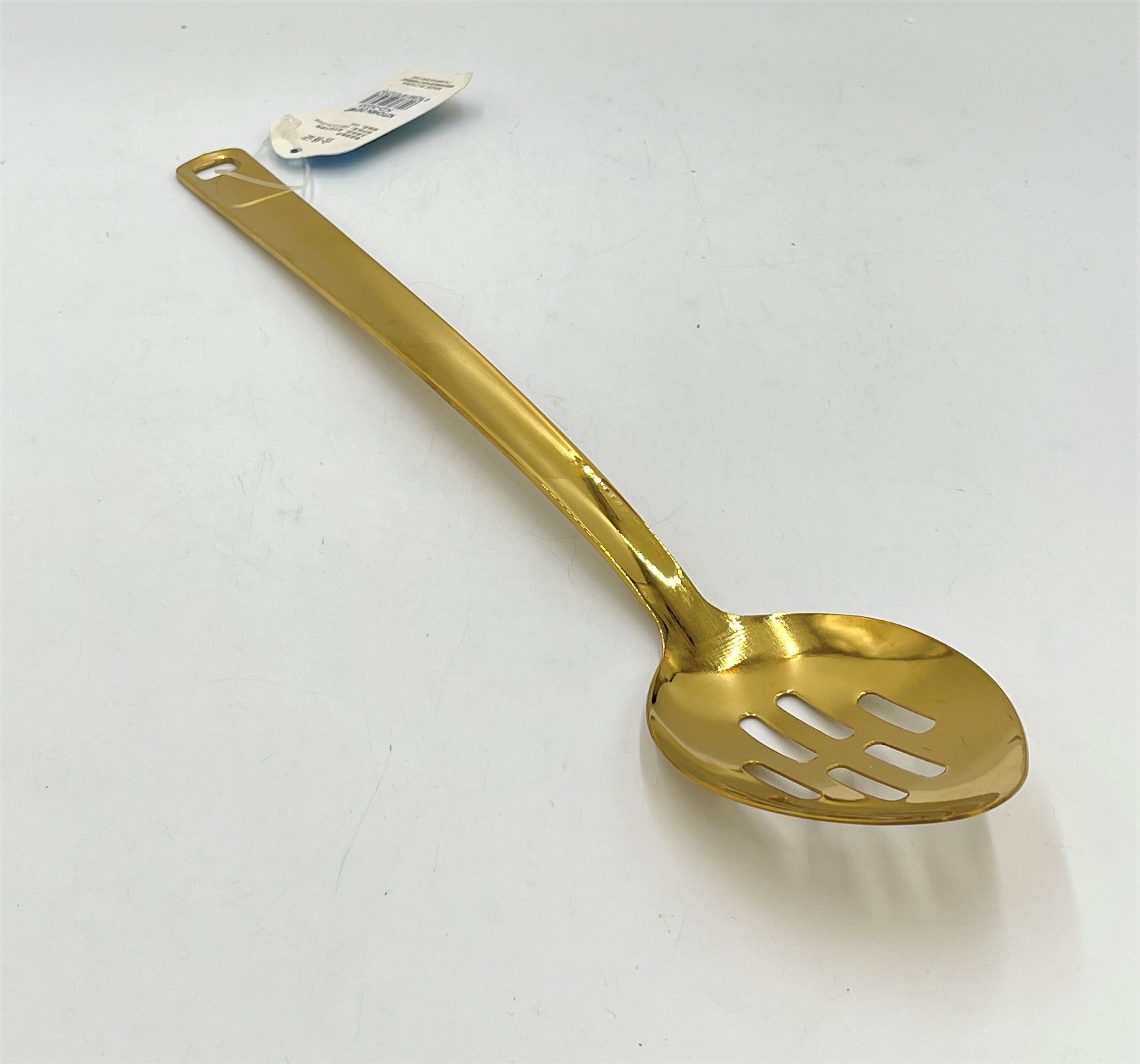 14x2.75 Inch Slotted Spoon with Long Handle - Gold Kitchen Utensil for Cooking, Serving & Mixing - Perfect for Soups, Sauces & Baking