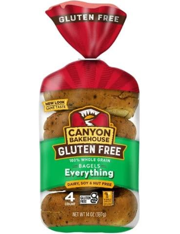 Canyon Bakehouse Gluten Free Everything Bagels - 14oz (6 Packs of 4 Bagels) | Healthy Breakfast, Snack & Sandwich Bread Alternative for Celiac & Gluten-Free Diet