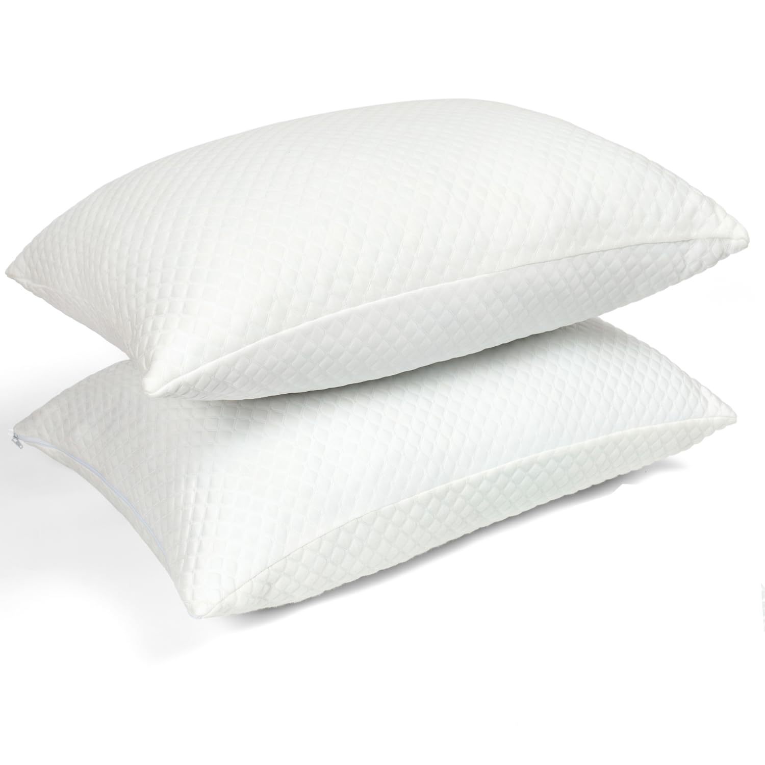 2 Pack King Size Shredded Memory Foam Pillows - Cooling Gel Infused Bed Pillows for Side & Back Sleepers, Medium Firm Support with Washable Removable Cover - Perfect for Hot Sleepers & Neck Pain Relief