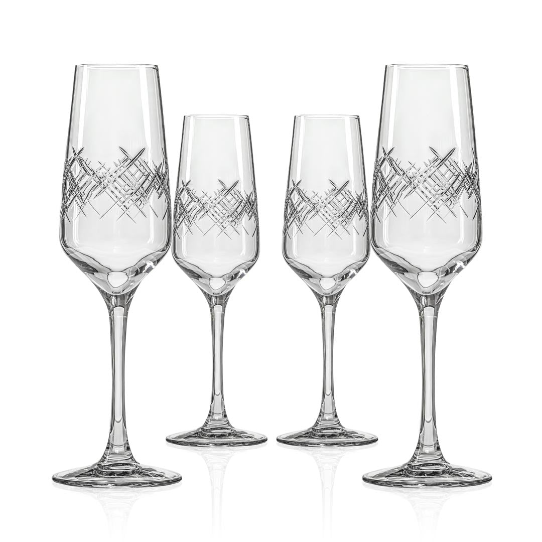 Premium Argyle 5.75oz Champagne Flutes - Set of 4 Crystal Clear Glassware for Weddings, Parties & Celebrations - Elegant Drinkware for Sparkling Wine & Cocktails