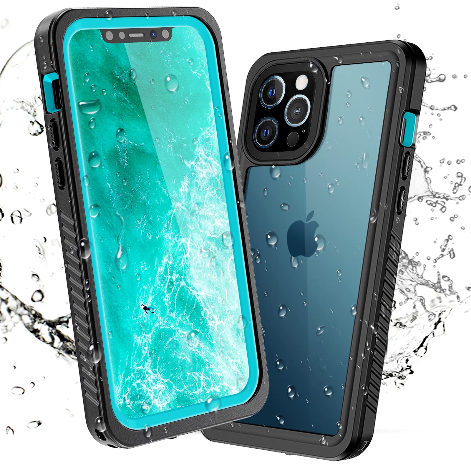 **Shockproof & Waterproof iPhone 12 Pro Max Case (6.7 Inch, 2020) – Heavy Duty Full Body Cover with Built-in Screen Protector, IP68 Certified – Teal – Perfect for Outdoor, Sports & Travel**