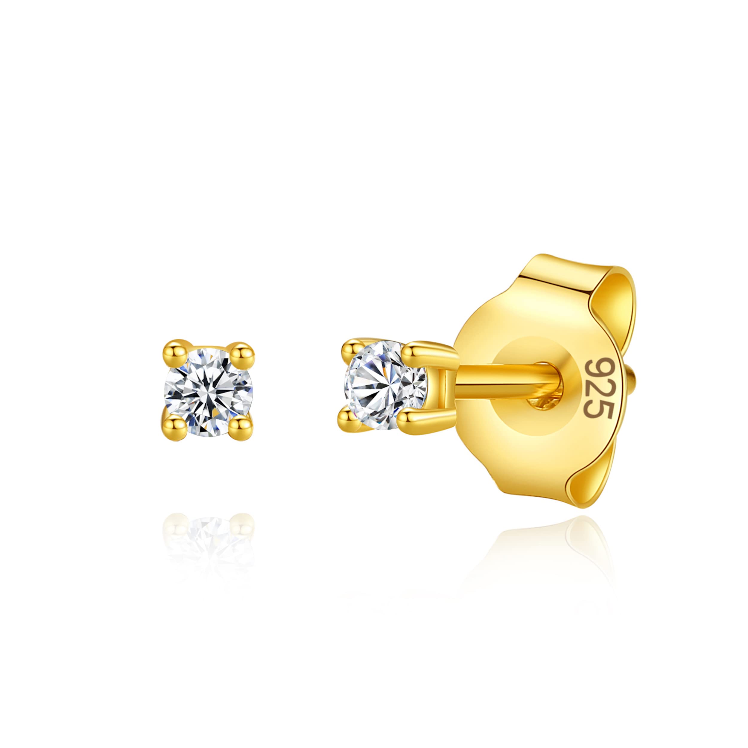 Lavishe 925 Sterling Silver 4 Prong Cubic Zirconia Stud Earrings for Women - Hypoallergenic, Durable & Sparkling - Perfect for Daily Wear, Parties & Gifts