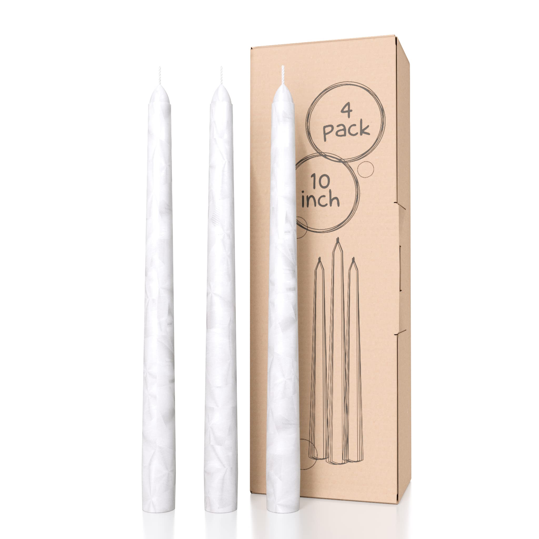 Frost-Colored Dripless Taper Candles - Set of 4 for Weddings & Dining