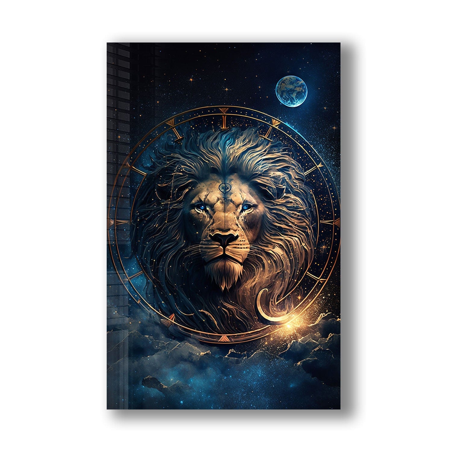 Astrologer Lion Tempered Glass Wall Art - Elegant Home Decor for Living Room, Bedroom & Office - Perfect for Modern & Contemporary Interiors