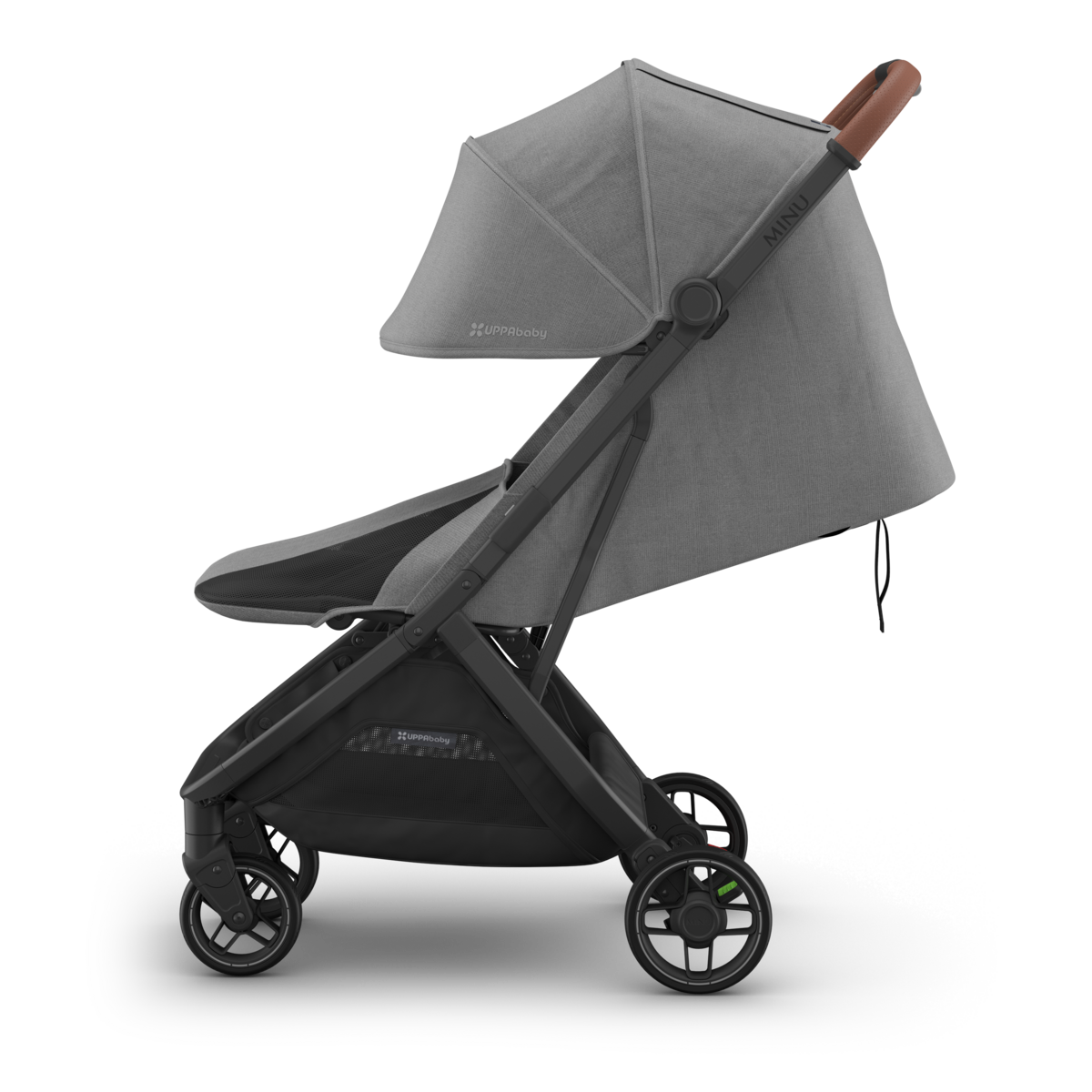 UPPAbaby Minu V3 Lightweight Travel Stroller - Compact Fold, One-Hand Steering, All-Terrain Wheels | Perfect for City Walks, Air Travel & Everyday Use (Greystone)