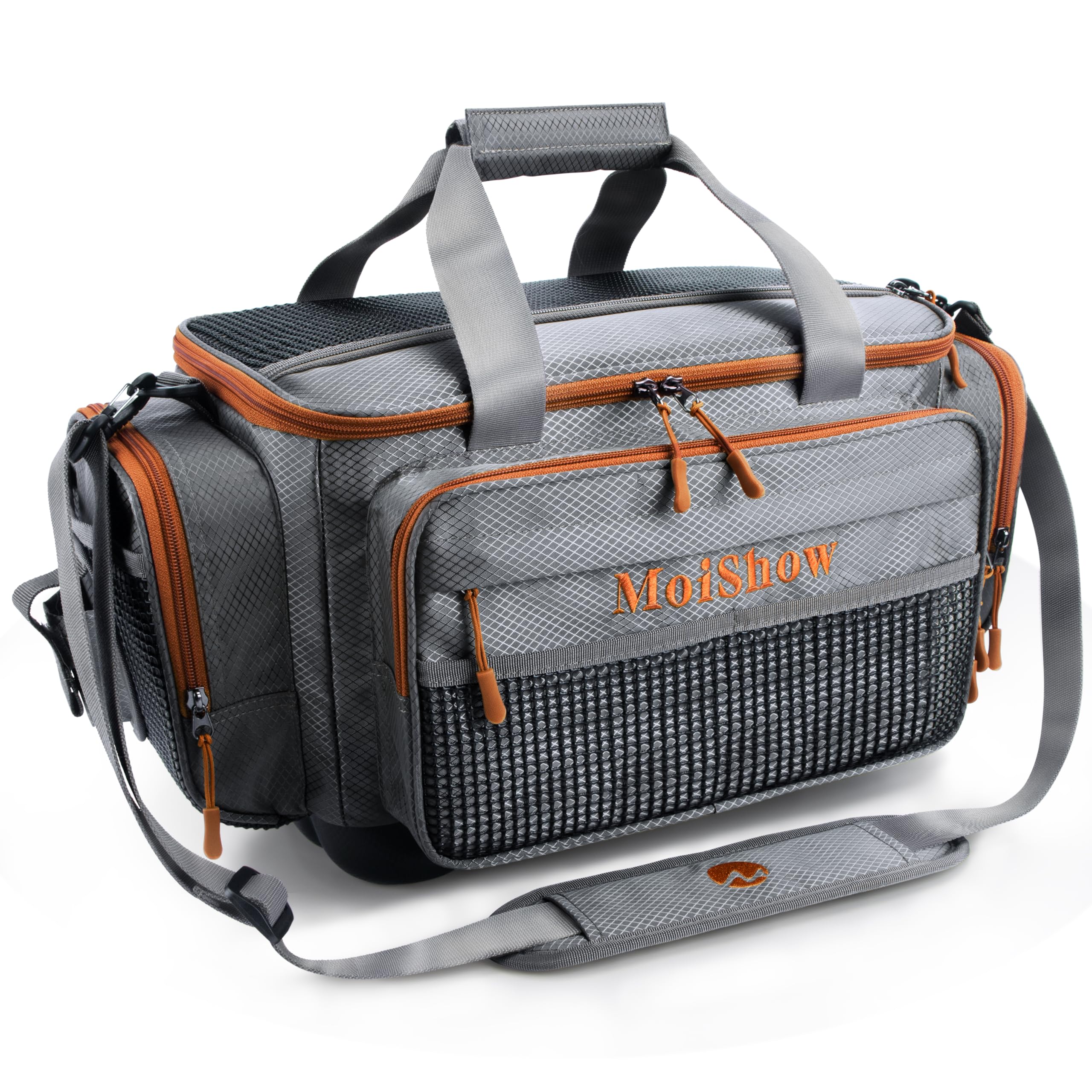**Waterproof Fishing Tackle Box Bag - Durable Saltwater & Freshwater Fishing Gear Storage with Padded Shoulder Strap - Fits 3600/3700 Tackle Boxes (Grey) - Perfect for Boat, Shore & Kayak Fishing**