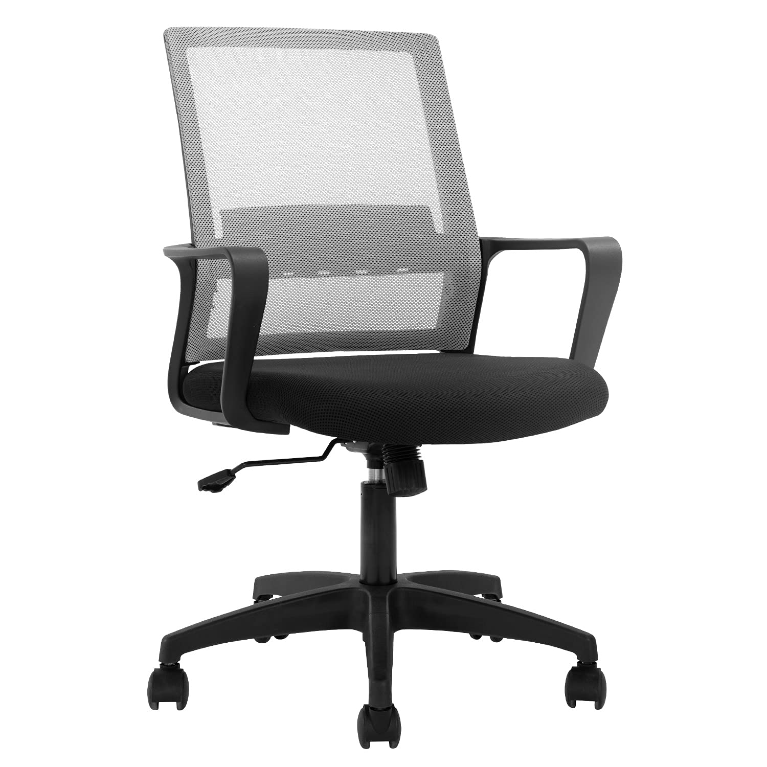 Ergonomic Office Chair with Lumbar Support - Adjustable Mesh Computer Desk Chair, Mid-Back Swivel Task Chair with Wheels & Armrests for Home Office, Modern Executive Chair (Grey) - Perfect for Long Work Hours & Comfortable Workspaces