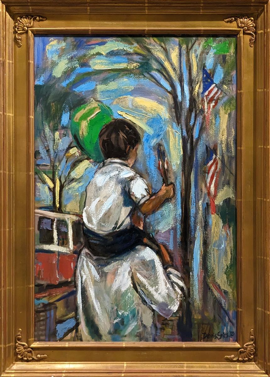 Original Boy with a Balloon on 5th Avenue Wall Art - Famous Street Painting for Home & Office Decor