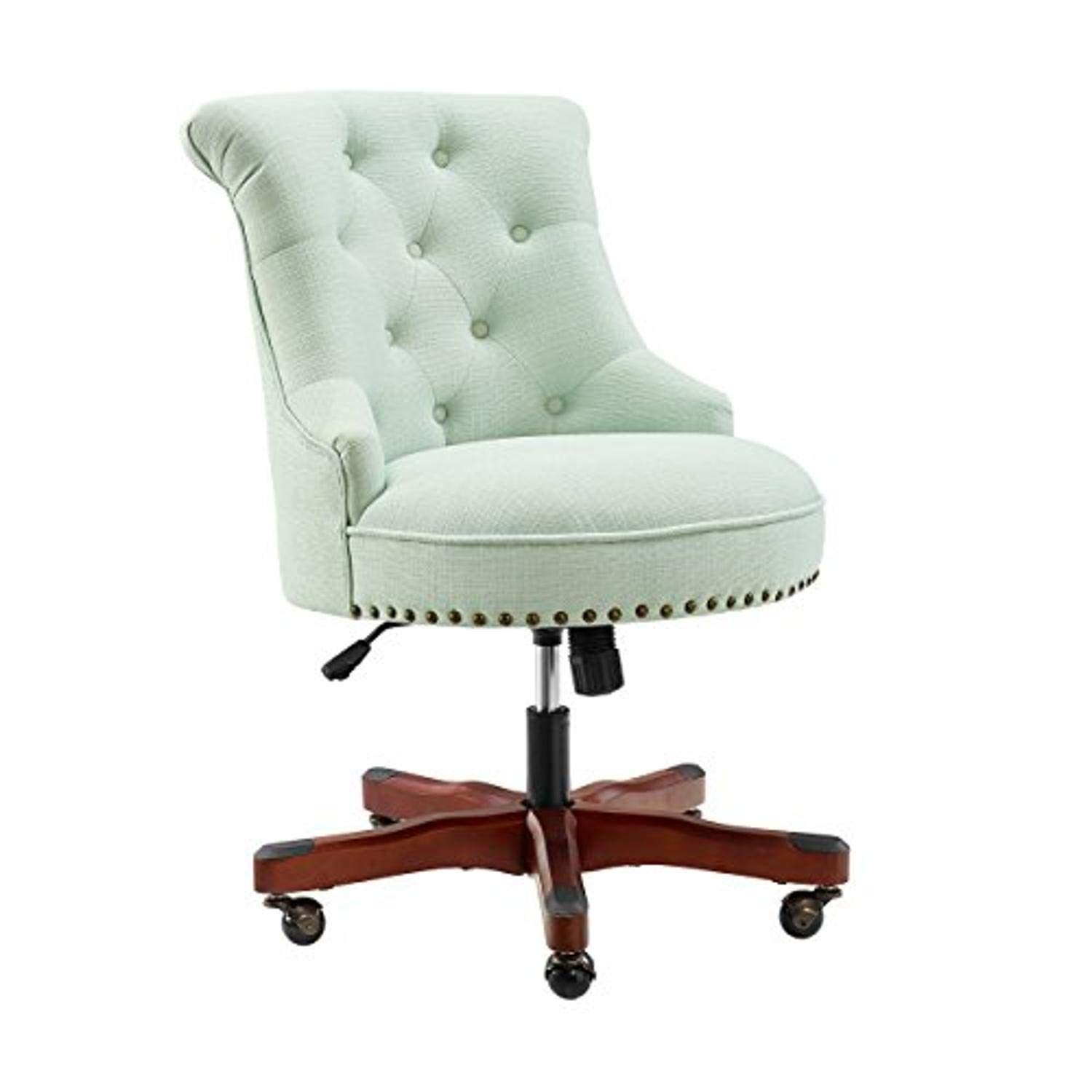 Linon Leslie Mint Green Office Chair - Ergonomic Desk Chair with Adjustable Height for Home & Office Workspace, Comfortable Computer Task Chair for Long Hours Sitting
