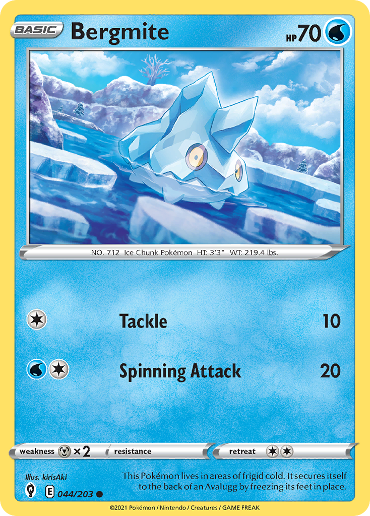 Bergmite Pokemon Card 044/203 - Rare Collectible for Trading, Battles & Display
