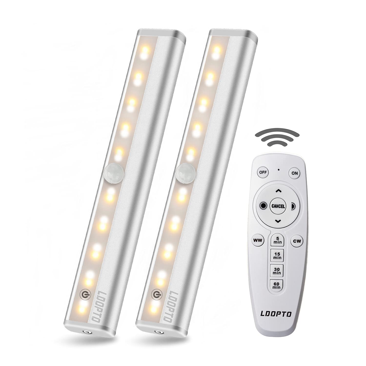 Wireless Under Cabinet LED Lights - 2 Pack with Remote for Kitchen & Closet