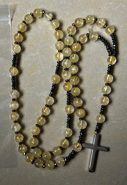 8mm Citrine Rosary Prayer Beads - Natural Gemstone Catholic Chaplet for Meditation & Spiritual Healing | Perfect for Daily Prayer, Stress Relief & Mindful Reflection