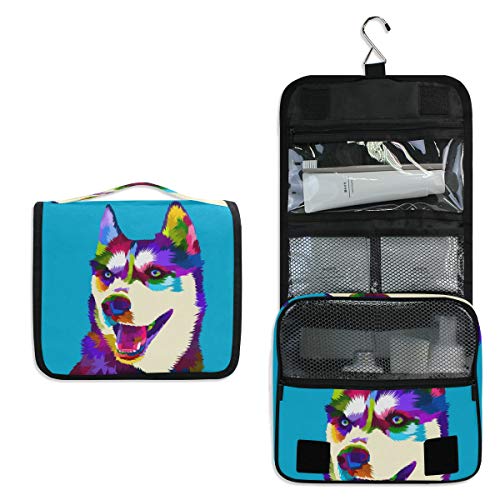 Waterproof Hanging Travel Toiletry Bag with Siberian Husky Design - Portable Cosmetic Organizer for Makeup, Business Trips, Camping & Vacation | Perfect for Women's Travel Essentials & Bathroom Storage