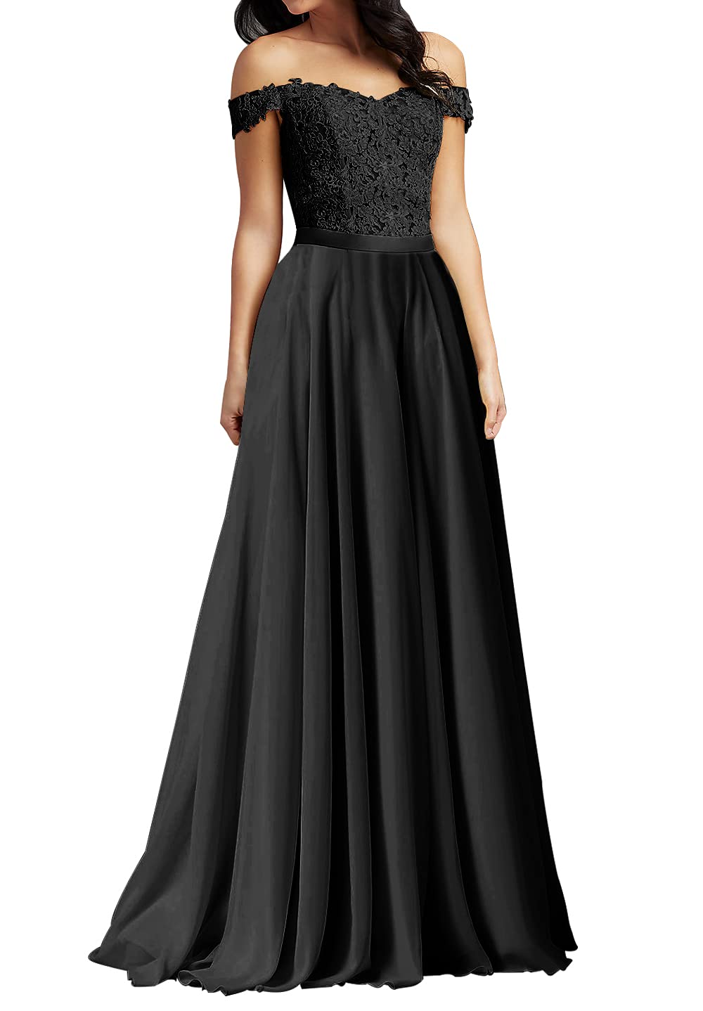 Elegant Long Prom Dresses for Women - Off Shoulder Lace Formal Evening Gowns & Chiffon Bridesmaid Dresses | Perfect for Homecoming, Wedding Party, and Special Occasions