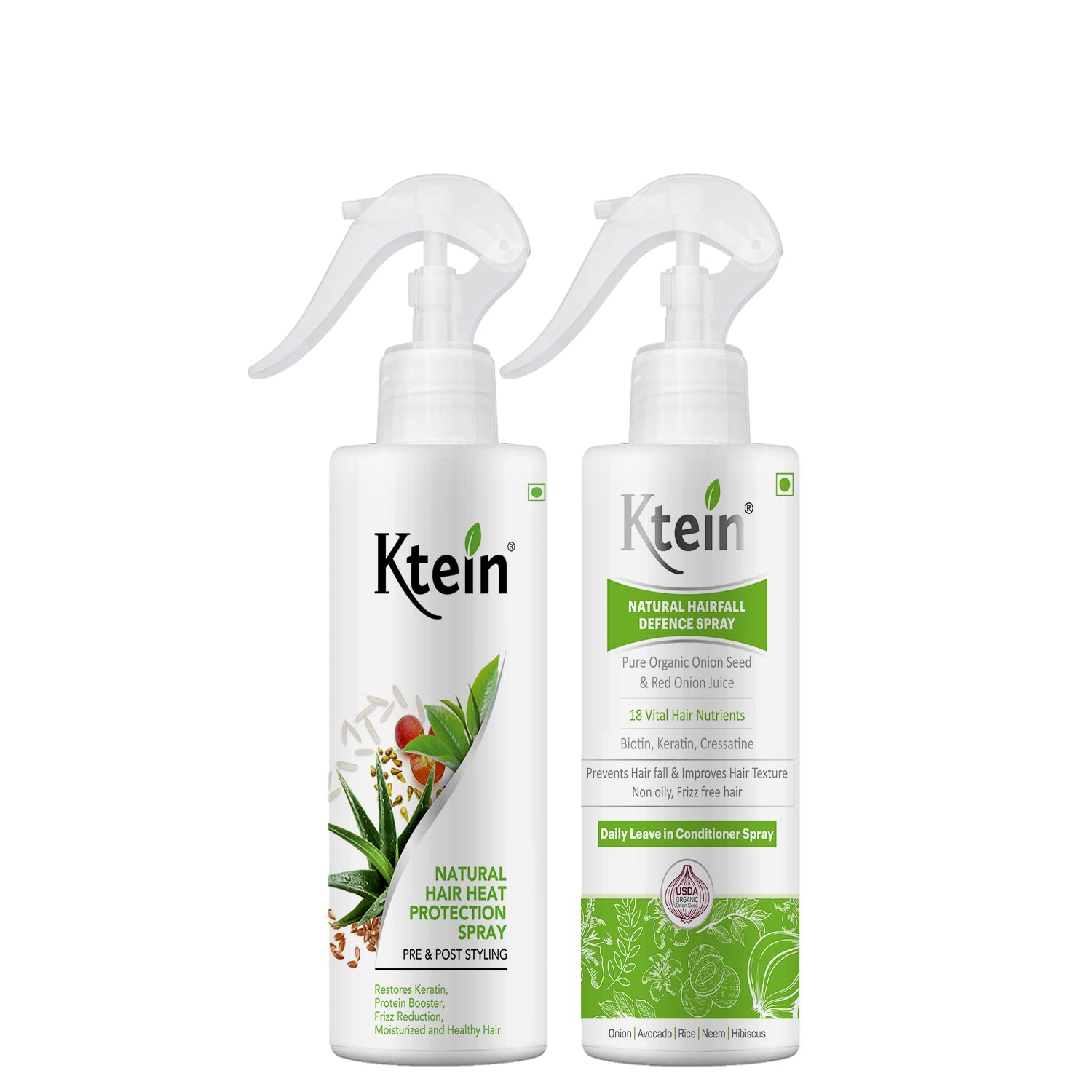 Ktein Heat Protection & Defense Spray Combo 200ml - Thermal Shield for Hair Styling & Damage Repair - Perfect for Blowouts, Straightening & Curling
