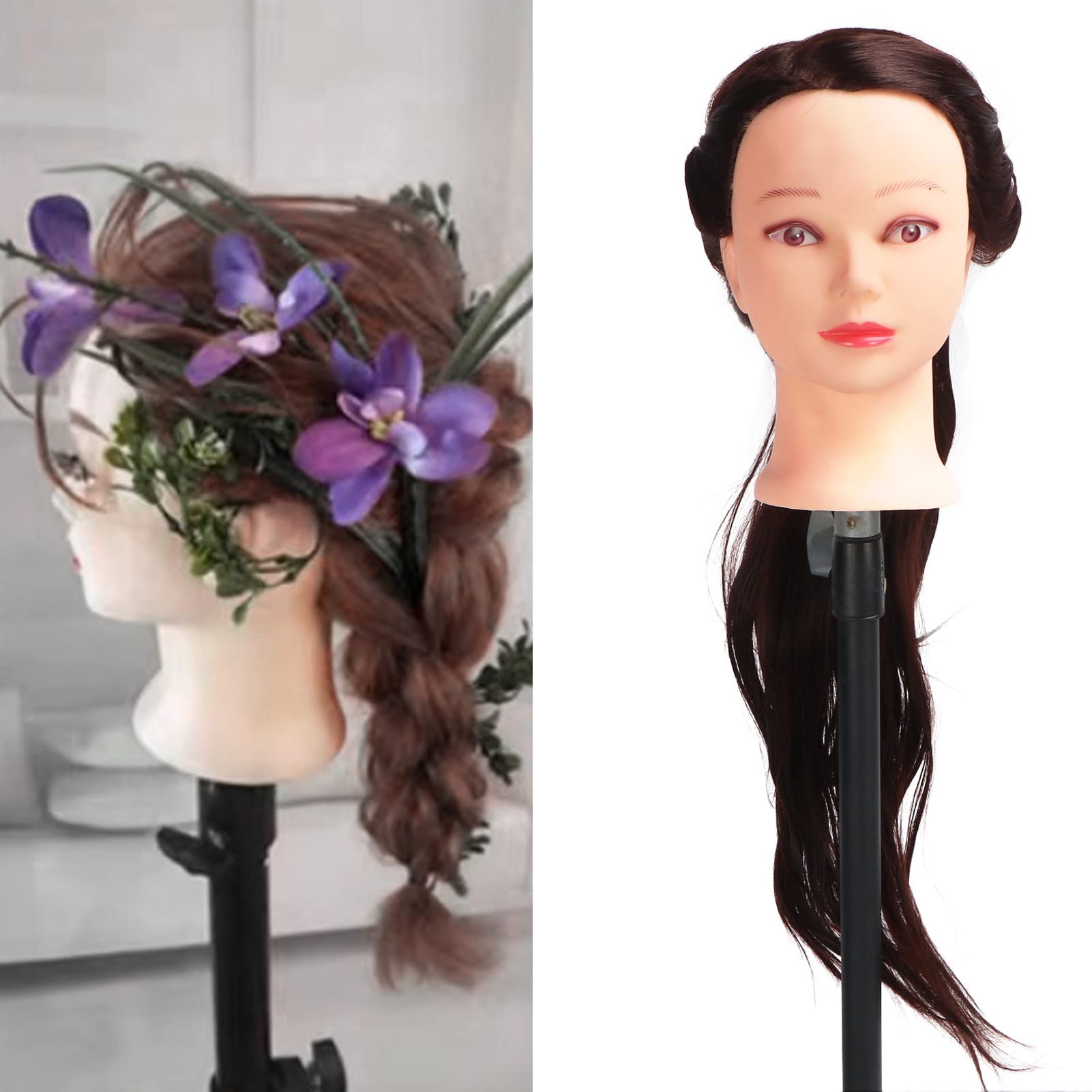 Professional Hair Mannequin Head for Styling & Braiding Practice - Adjustable Clamp Stand Included - Perfect for Salon Training, Cosmetology Students & DIY Hairstyling at Home