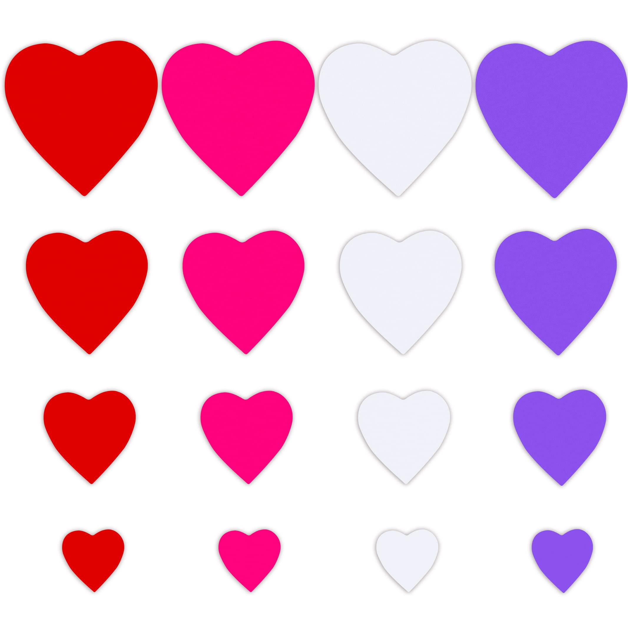 120 Pieces Heart Cutouts Paper - 4 Sizes Large Heart Cutouts for Valentine's Day Crafts (Red, Pink, White, Purple) - Perfect for DIY Cards, Scrapbooking, Party Decorations and Classroom Activities