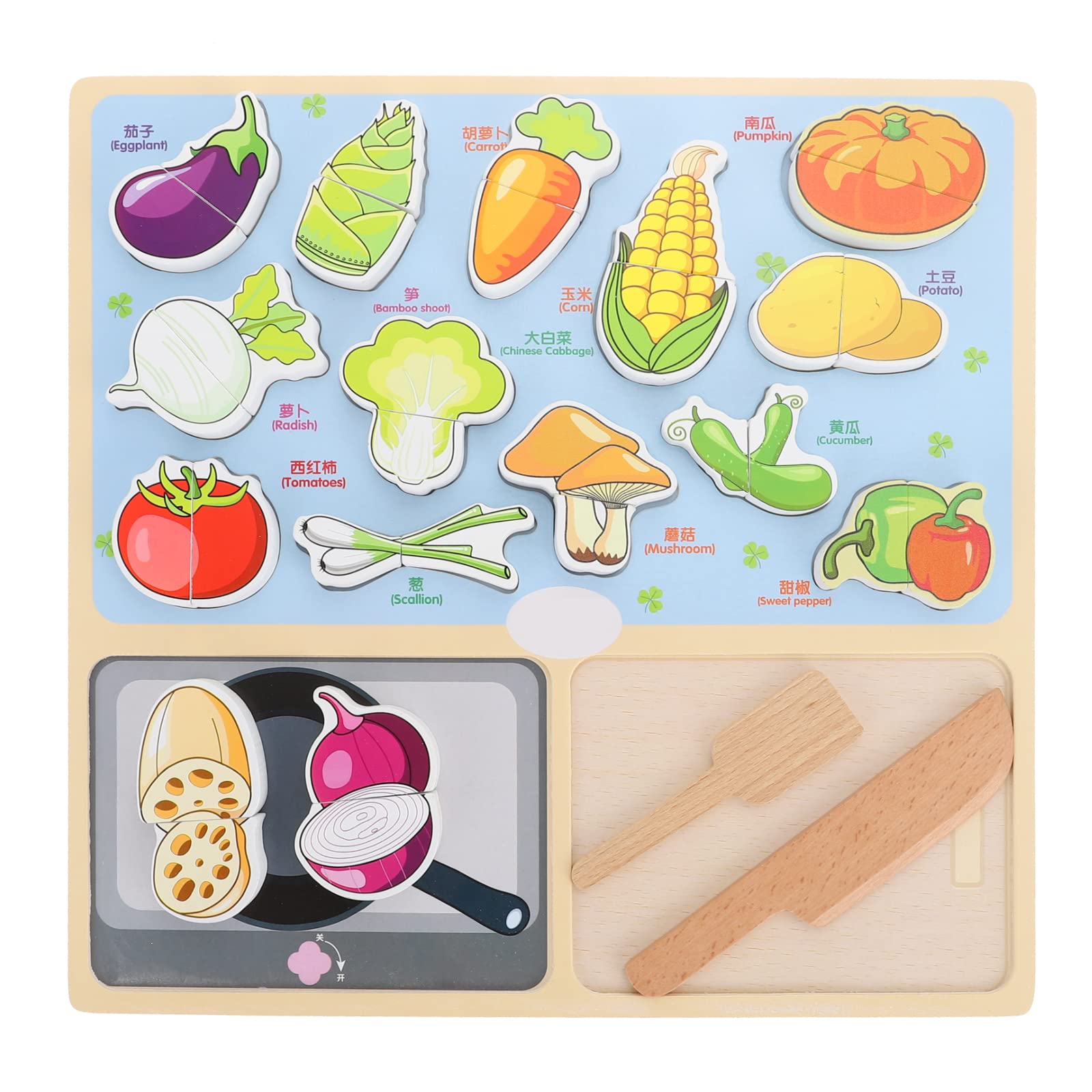 LUOZZY Kids Vegetable Cutting Play Food Set - Early Learning Educational Toys for Toddlers - Pretend Play Kitchen Accessories for Preschoolers & Children - Perfect for Role Play, Montessori, and Homeschooling Activities