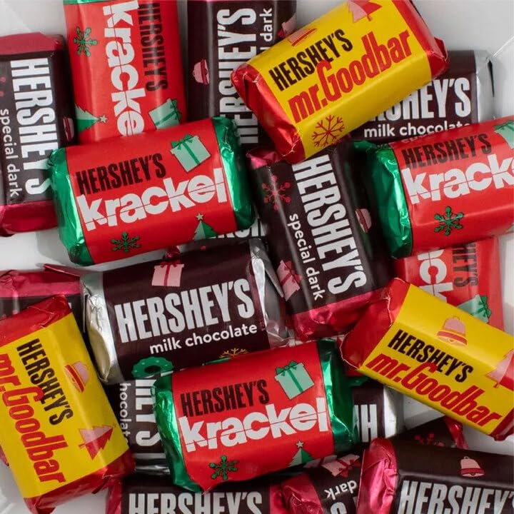 Bulk Christmas Chocolates 25 lb (Approx 1,350 Pieces) - Holiday Miniature Assortment - Milk Chocolate, Mr. Goodbar, Special Dark & Krackel - Perfect for Office Gifts, Party Favors & Stocking Stuffers