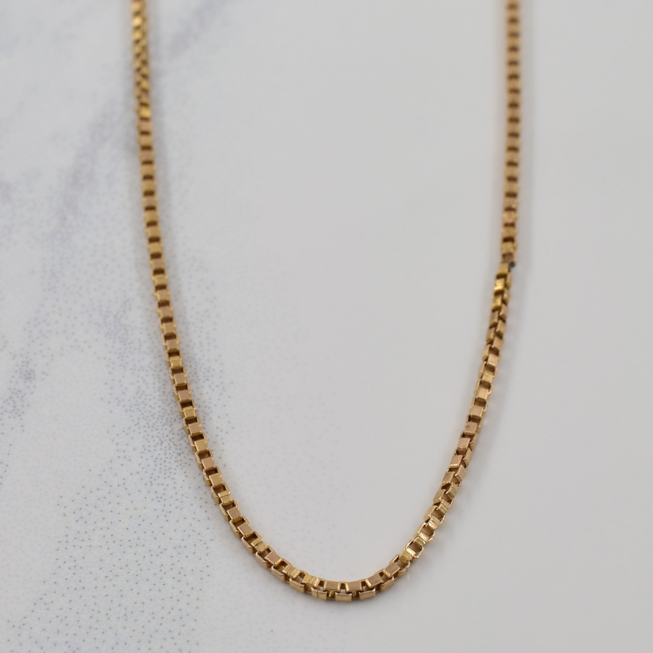 10k Yellow Gold Italian Hallmark Box Chain Necklace 15