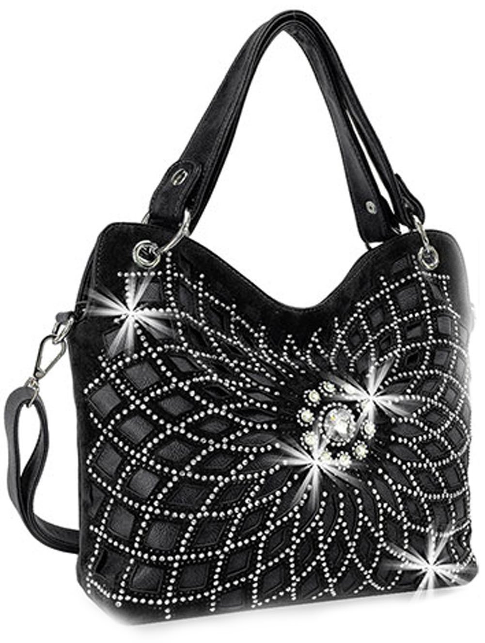 Zzfab Double Handles Starburst Bling Purse - Stylish Rhinestone Evening Clutch for Women, Perfect for Parties, Weddings & Special Occasions