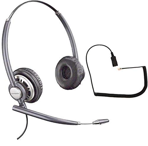 Plantronics Hw720 EncorePro Stereo Headset with Ultra Noise Cancellation - Compatible with Poly SoundPoint, VVX, CX Phones (IP300, IP500, IP600, CX200, CX700) - Perfect for Office Calls, Remote Work & Customer Service