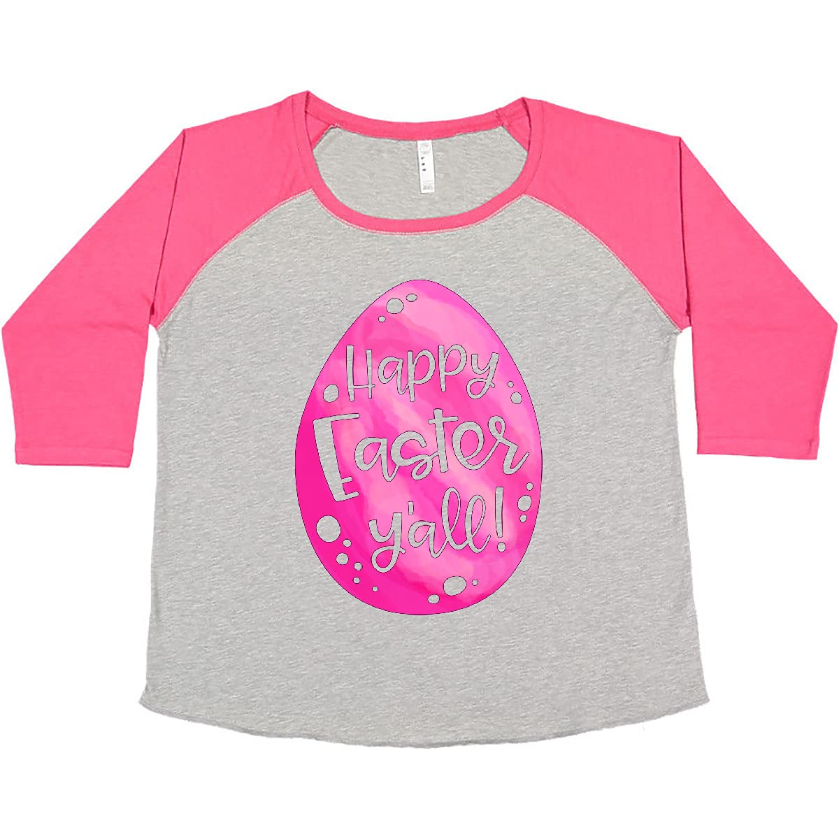 Inktastic Happy Easter Y'all Pink Easter Egg Women's Plus Size T-Shirt - Cute Holiday Tee for Easter Celebrations, Family Gatherings & Spring Festivities