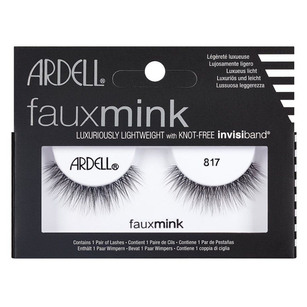 Ardell Faux Mink Strip Lashes 817 Black - Natural Looking False Eyelashes for Everyday Wear & Special Occasions