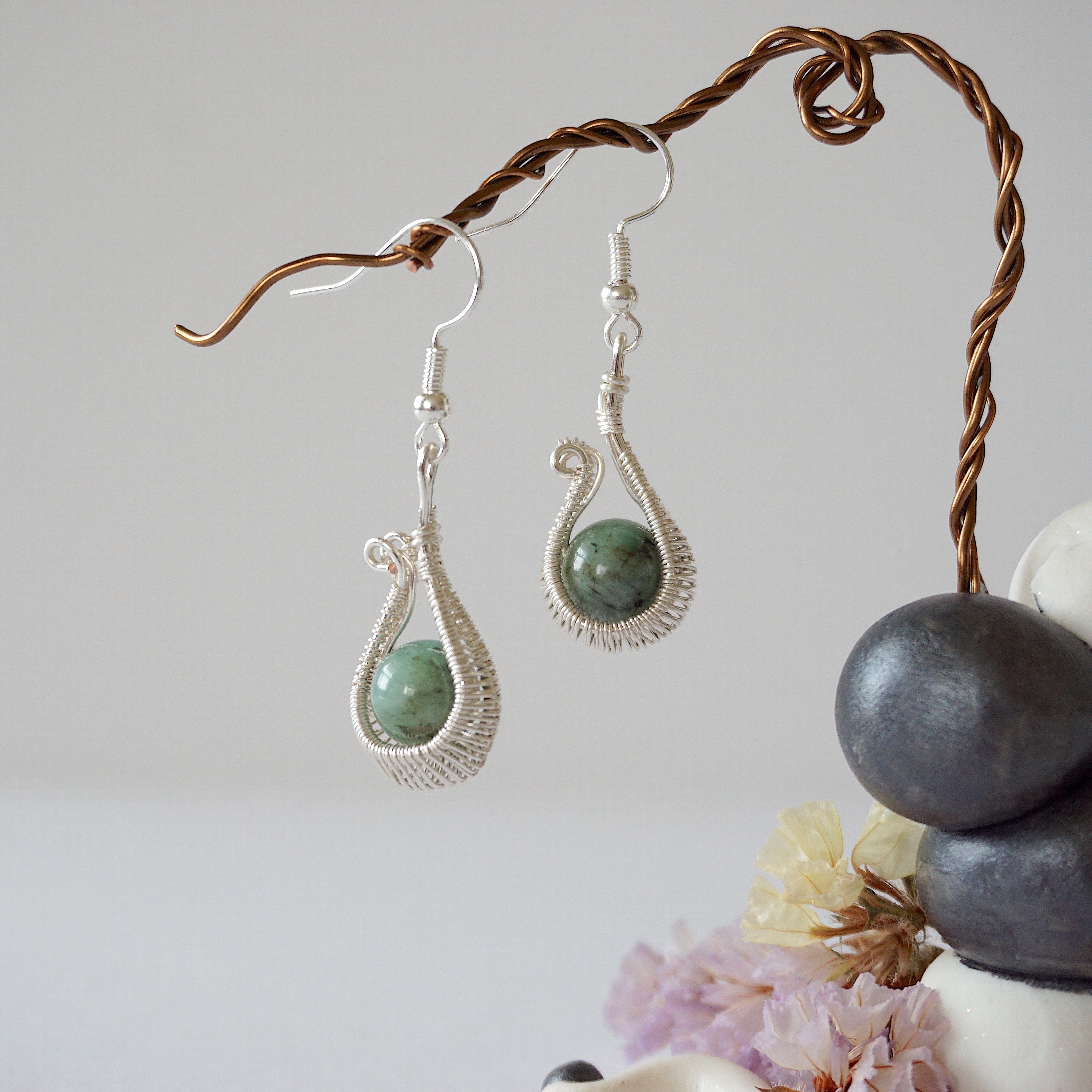 Emerald Cradle Hoop Earrings - Sterling Silver Plated Dangle Earrings for Women, Elegant Jewelry Gift for Birthday, Anniversary & Special Occasions