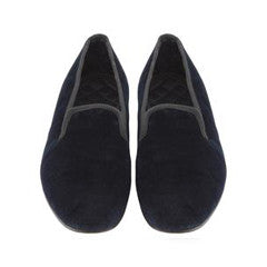 KNIGHTSBRIDGE Navy Blue Velvet Slippers for Men & Women - Soft Plush House Shoes for Indoor Comfort & Relaxation at Home