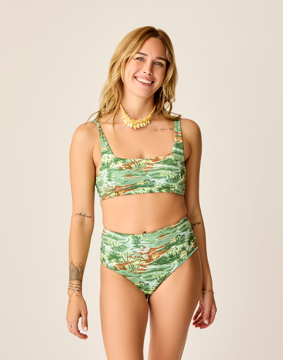 Erin Reversible Swimsuit Bottom - Hula & Haze Print | High Waisted Bikini Bottoms for Women | Perfect for Beach, Pool & Summer Vacations