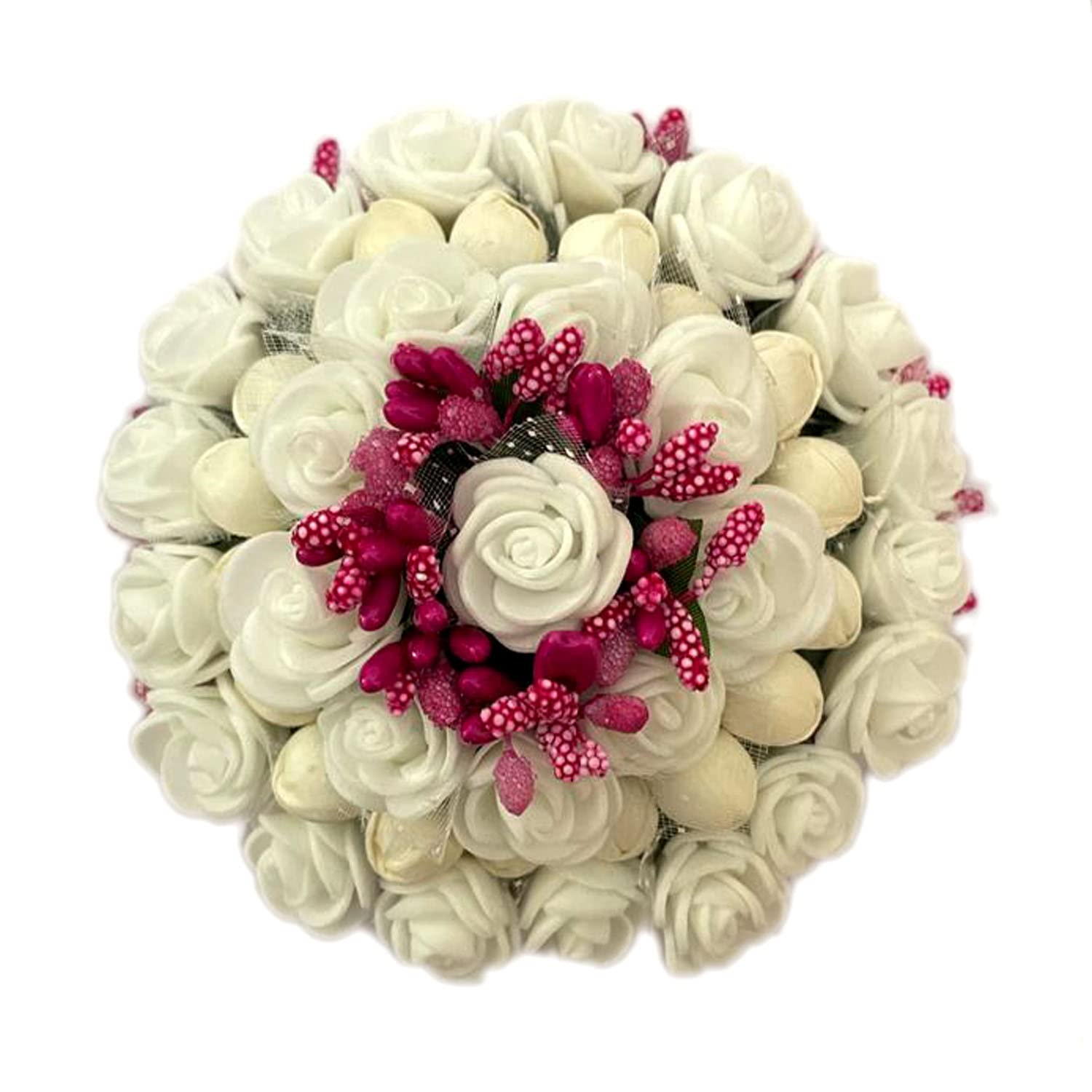 GuruEmbellish Artificial Flower Hair Bun Gajra - Bridal Hair Accessories for Women & Girls (White, Pack of 1) - Perfect for Weddings, Parties & Special Occasions