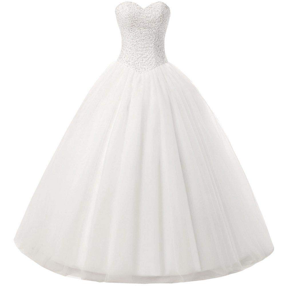 Elegant Sweetheart Neckline Tulle Beaded Ball Gown Wedding Dress for Bride - Perfect for Bridal Ceremony, Formal Events & Special Occasions