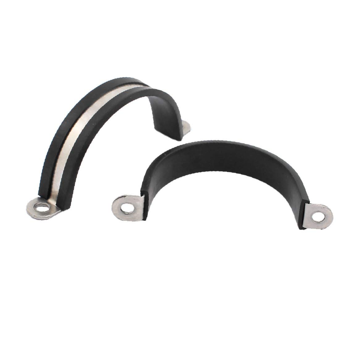 2Pcs 55mm Rubber Lined U-Shaped Stainless Steel Hose Clamps - Heavy Duty Pipe Clips for Automotive, Marine & Industrial Use - Corrosion Resistant Cable Clamps for Secure Connections