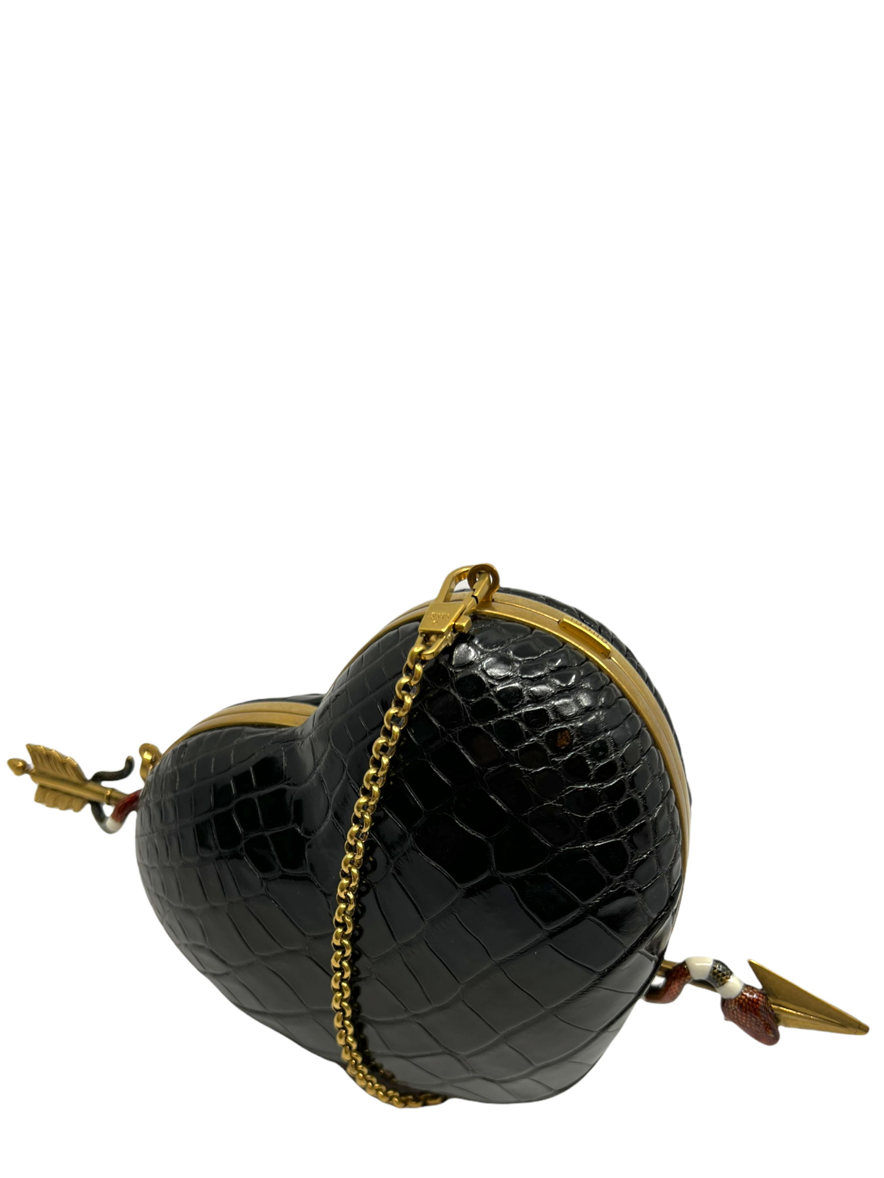 Gucci Limited Edition Heart & Arrow Crocodile Leather Handbag for Women - Luxury Designer Shoulder Bag for Date Night & Special Occasions