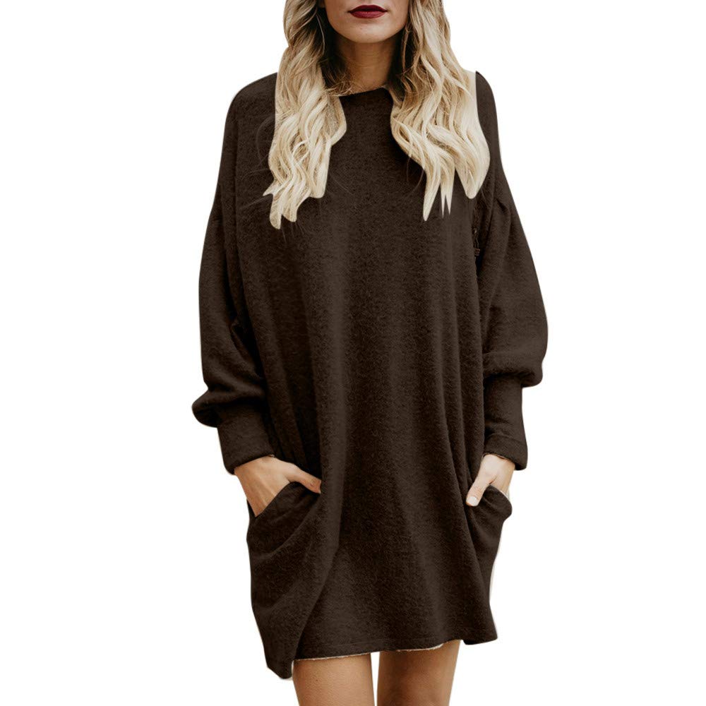 Handyulong Women's Oversized Knit Sweatshirt Dress - Casual Loose Long Tunic Pullover Blouse Top for Everyday Wear | Perfect for Lounge, Street Style & Fall Layering