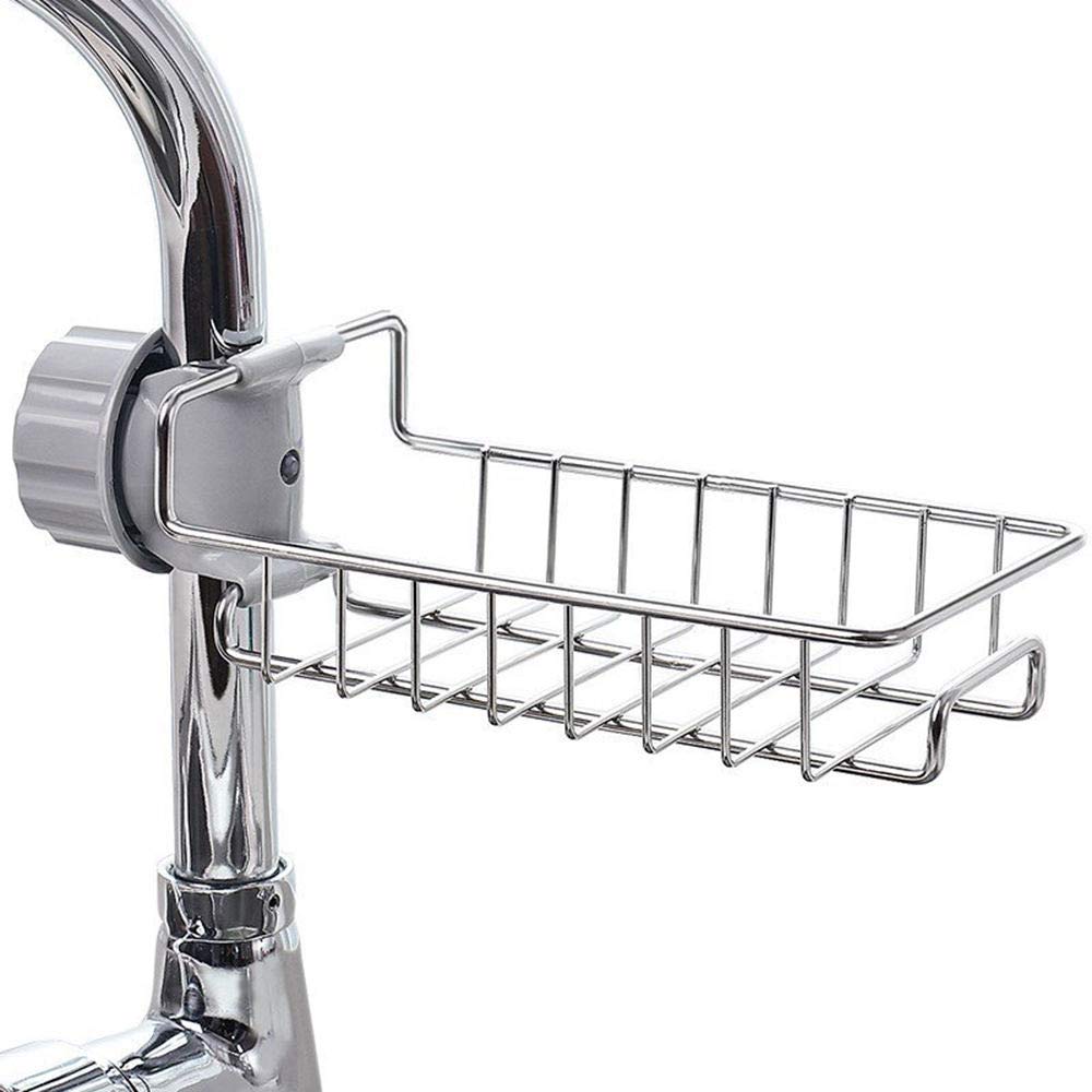 Stainless Steel Sink Caddy Organizer - Kitchen Soap Sponge Holder for Dishwashing