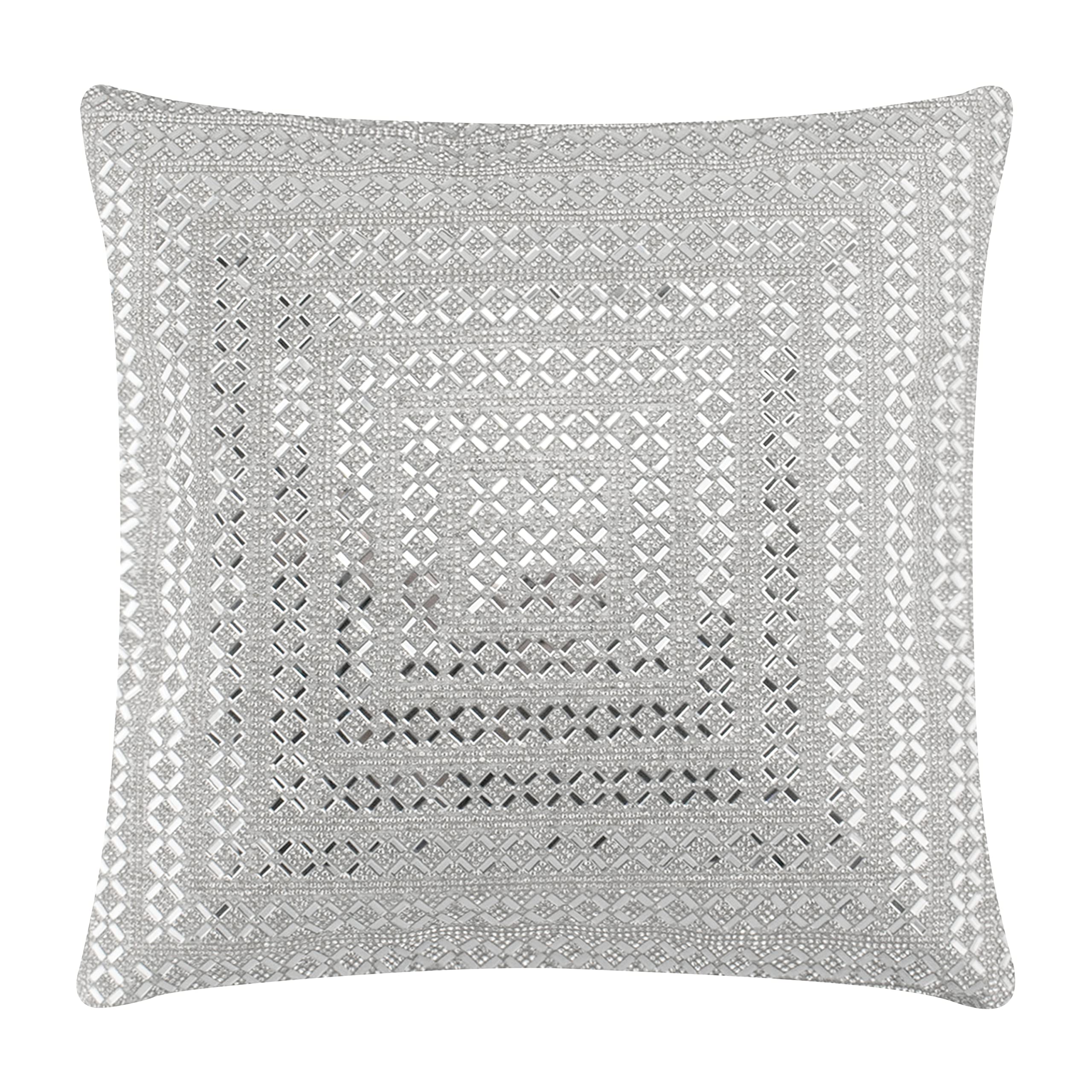 Sparkles Home Madison Avenue Rhinestone Pillow - Luxury Velvet Throw Pillow with Crystal Rhinestone Cover (Silver) - Perfect for Sofa, Bedroom Decor & Glam Home Accents