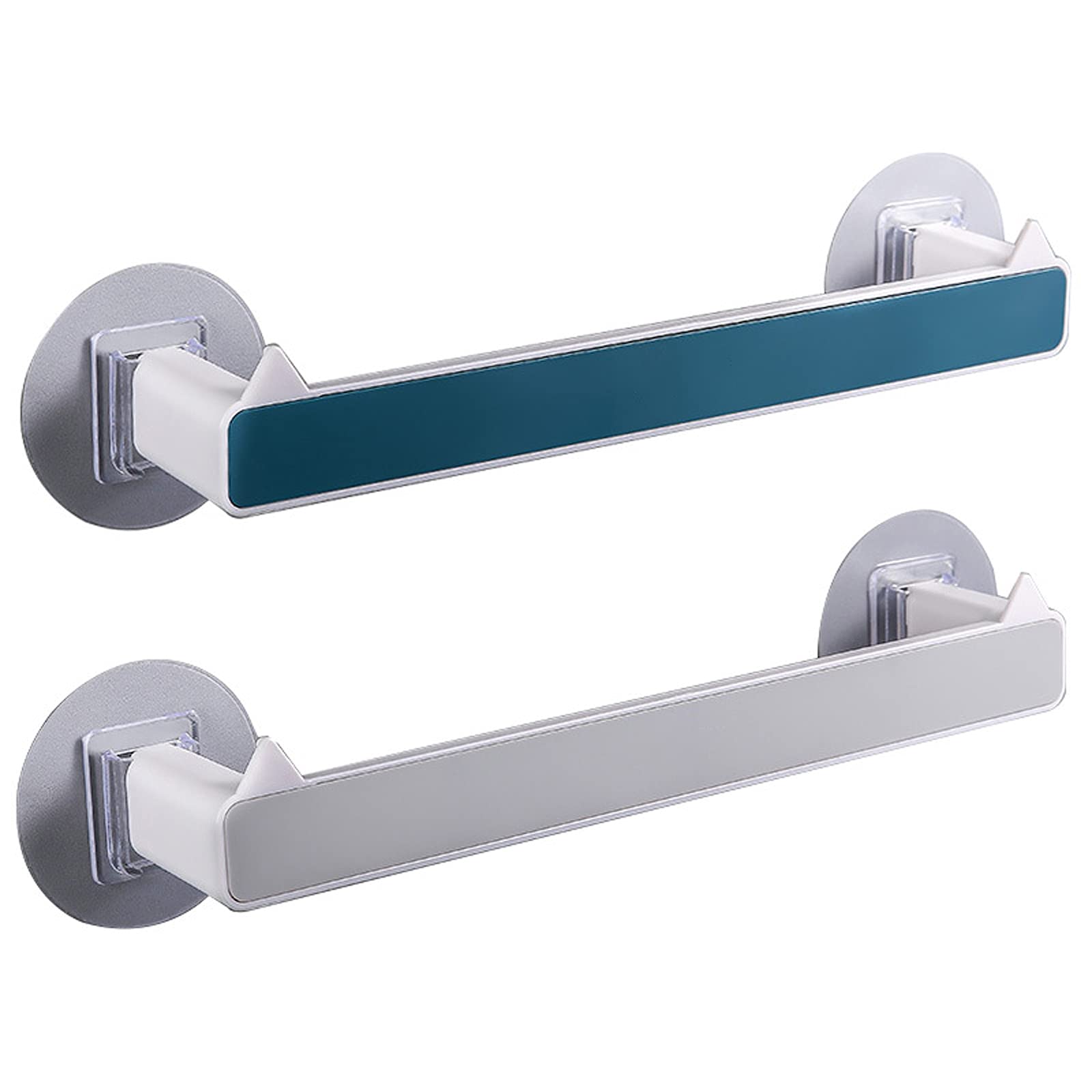 Yadlan Wall Mounted Bathroom Slipper Rack - 2 Pack Shoe Organizer with Towel Hanger, Space Saving Storage Shelf (Blue & Gray) - Perfect for Small Bathrooms, Showers, and Entryway Closet Organization