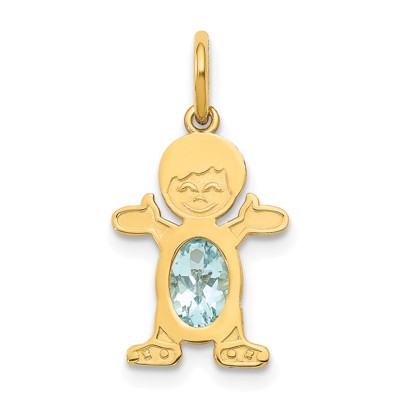 14K Gold Oval Aquamarine Charm for Boys | Genuine March Birthstone Jewelry | Perfect for Gifts, Birthdays & Special Occasions