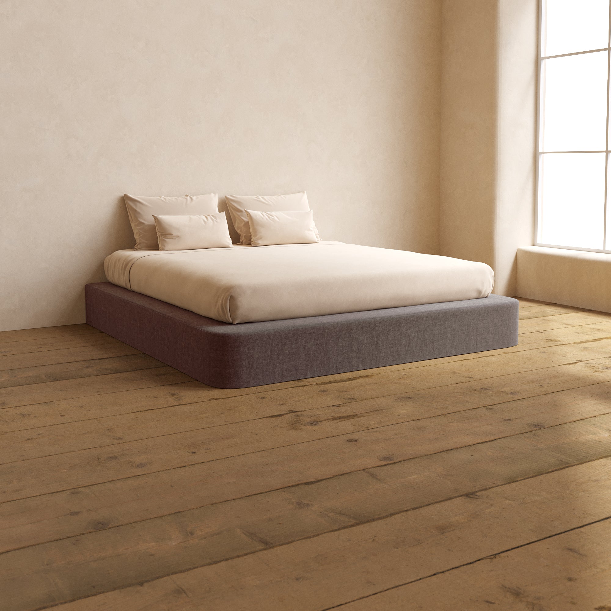 King Upholstered Platform Bed Frame with Heirloom Velvet in Caviar - Luxurious Modern Bedroom Furniture for Master Suite or Guest Room