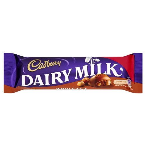 Cadbury Dairy Milk Whole Nut Chocolate Bars - 48 Pack (49g Each) | Bulk Chocolate for Gifting, Parties & Snacking