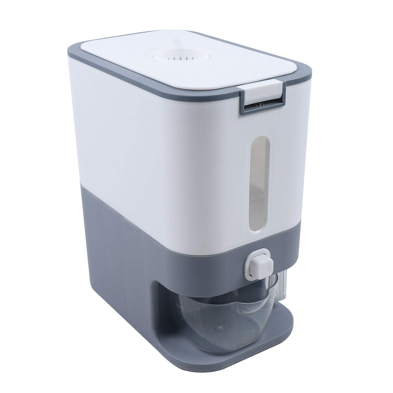Automatic Rice Dispenser with Measuring Cup - Airtight Cereal Storage Container for Kitchen - Perfect for Rice, Grains, and Dry Food Organization - Ideal for Home, Restaurant, and Meal Prep Use