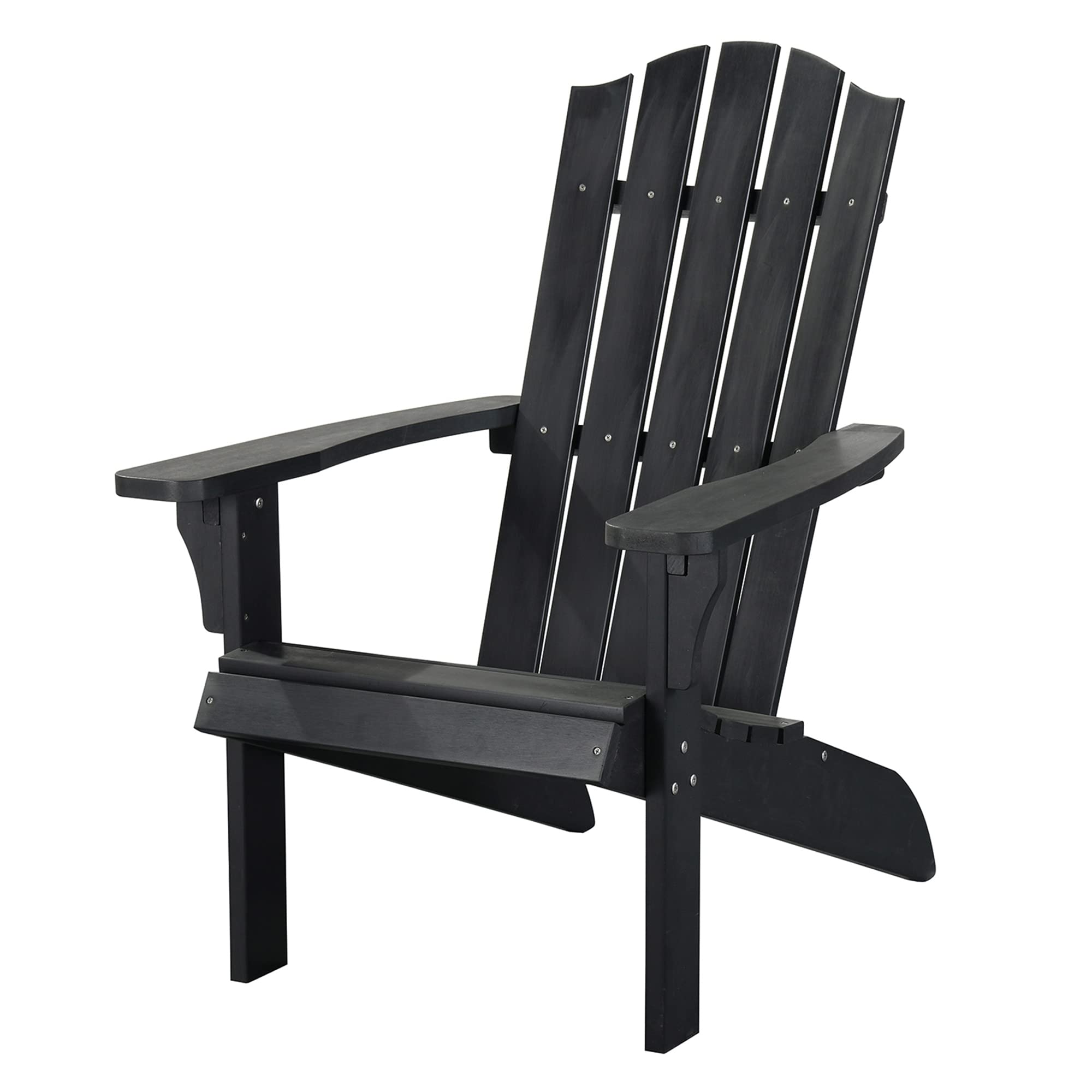 Premium PolyTEAK Adirondack Chair - Weather-Resistant Poly Lumber Outdoor Patio Furniture (300 lb Capacity) - Black Element Collection for Porch, Deck, Poolside & Garden Relaxation