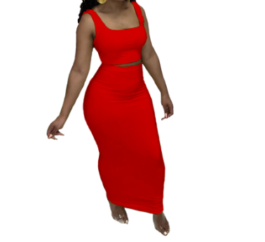 Slim Fit Vest Long Skirt for Women - Elegant High Waist Maxi Skirt with Pockets | Perfect for Office, Party, and Casual Wear