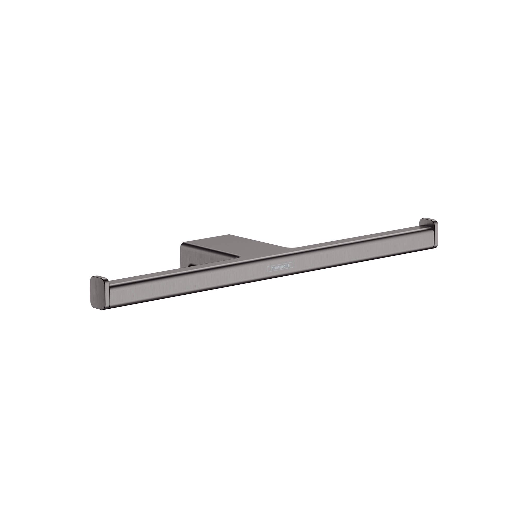 Hansgrohe 41748340 AddStoris Double Towel Rail and Toilet Paper Holder - Brushed Black Chrome Finish for Modern Bathroom Organization
