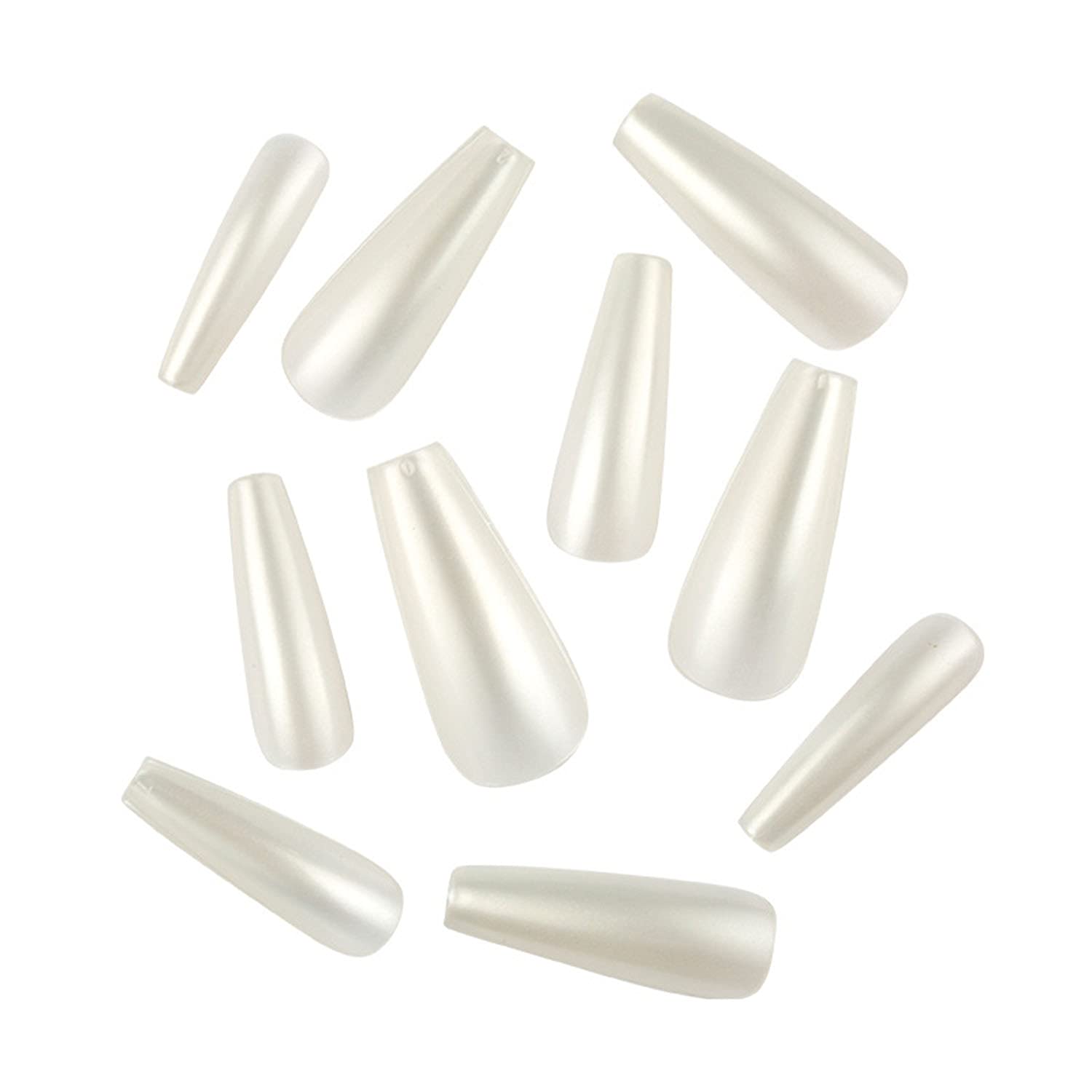 500pcs Pearl White Coffin Acrylic Fake Nails - Ballerina Shape Artificial Nail Tips for Women, DIY Nail Art & Salon Manicure - Perfect for Parties, Weddings & Special Occasions