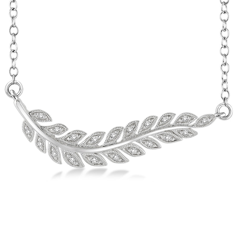 Diamond & Silver Leaf Necklace for Women - Elegant Sterling Silver Jewelry Gift for Her - Perfect for Weddings, Anniversaries & Special Occasions